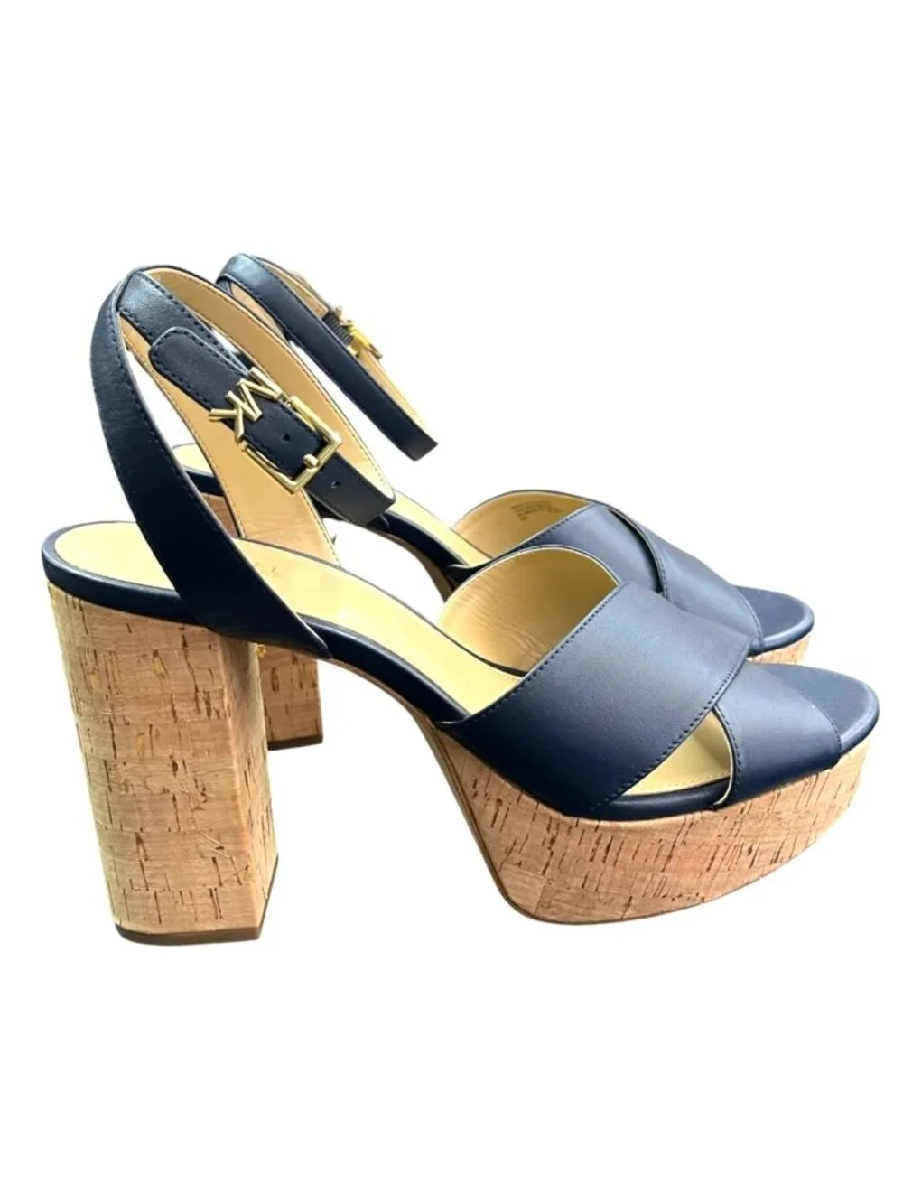 Michael Kors Odette Navy Leather Platform Sandal Women's Size 9M